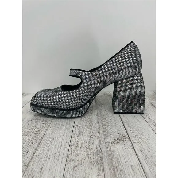 Gianni Bini 2-Night Disco Glitter Silver Rhinestone Platform Pumps Size 10M - Picture 3 of 8
